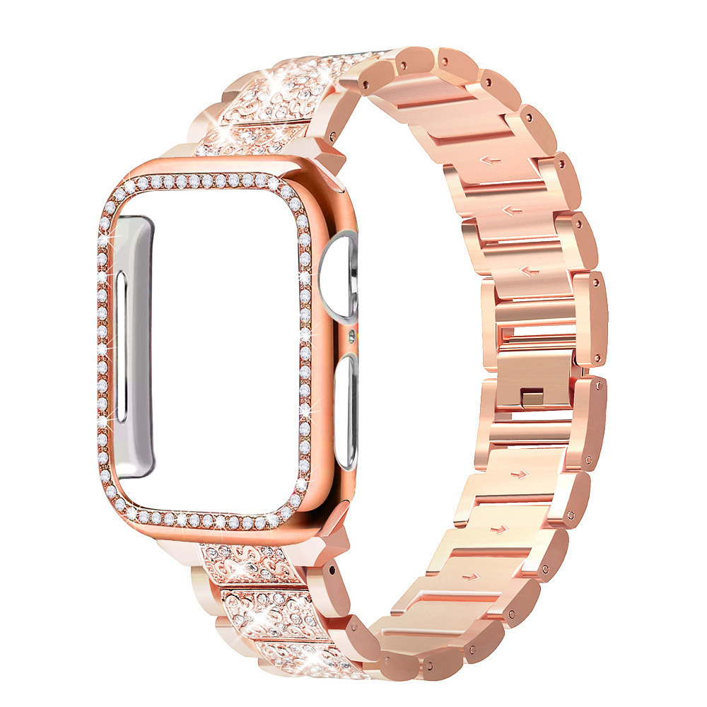 Luxury Watch Ap - حافظة وحزام بلينغ لساعة ابل ،