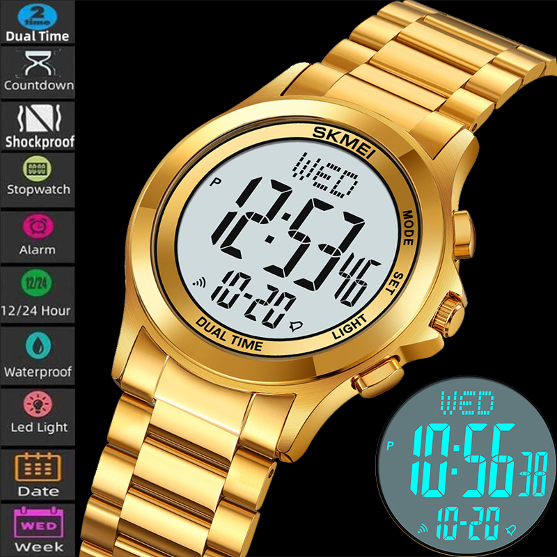 Minute Repeater Watch - ساعات كرونوجراف Skmei-Men LED ، سوار