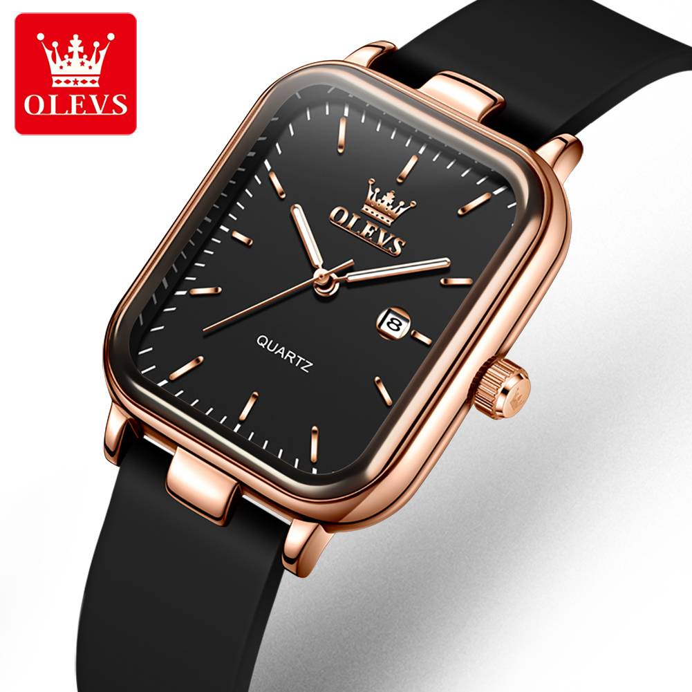 Luxury Watch Dial - ساعة OLEVS الفاخرة للنساء بمينا مستطيل