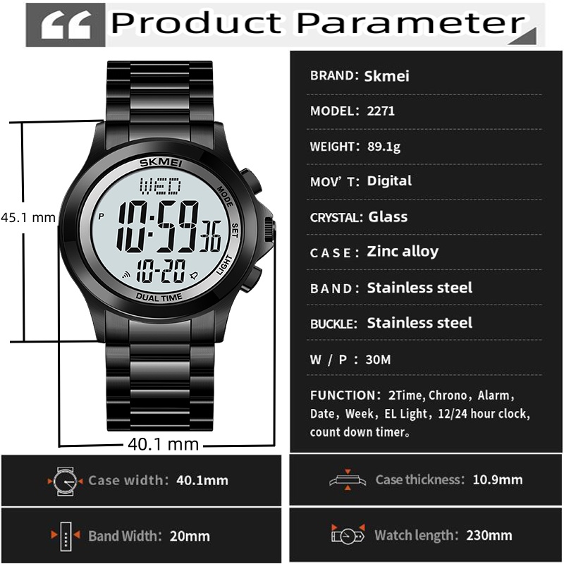 ساعات كرونوجراف Skmei-Men LED  - مراجعة Minute Repeater Watch وسعره