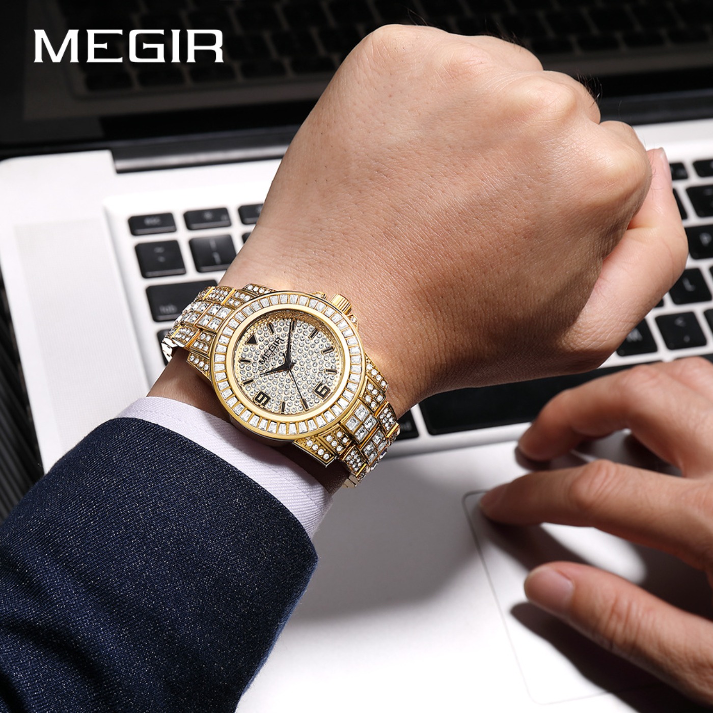 ساعات MEGIR الفاخرة المرصعة با - مراجعة Luxury Watch Straps وسعره