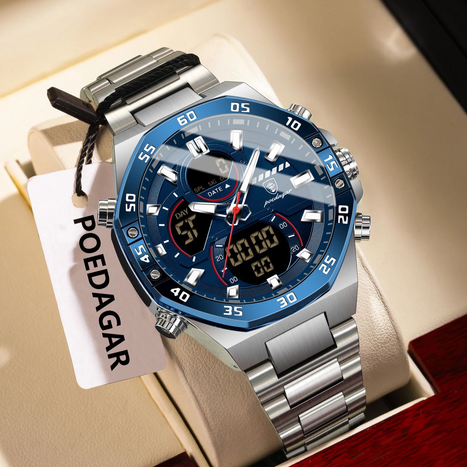 POEDAGAR أفضل الرجال ساعة LED  - مراجعة Minute Repeater Watch وسعره