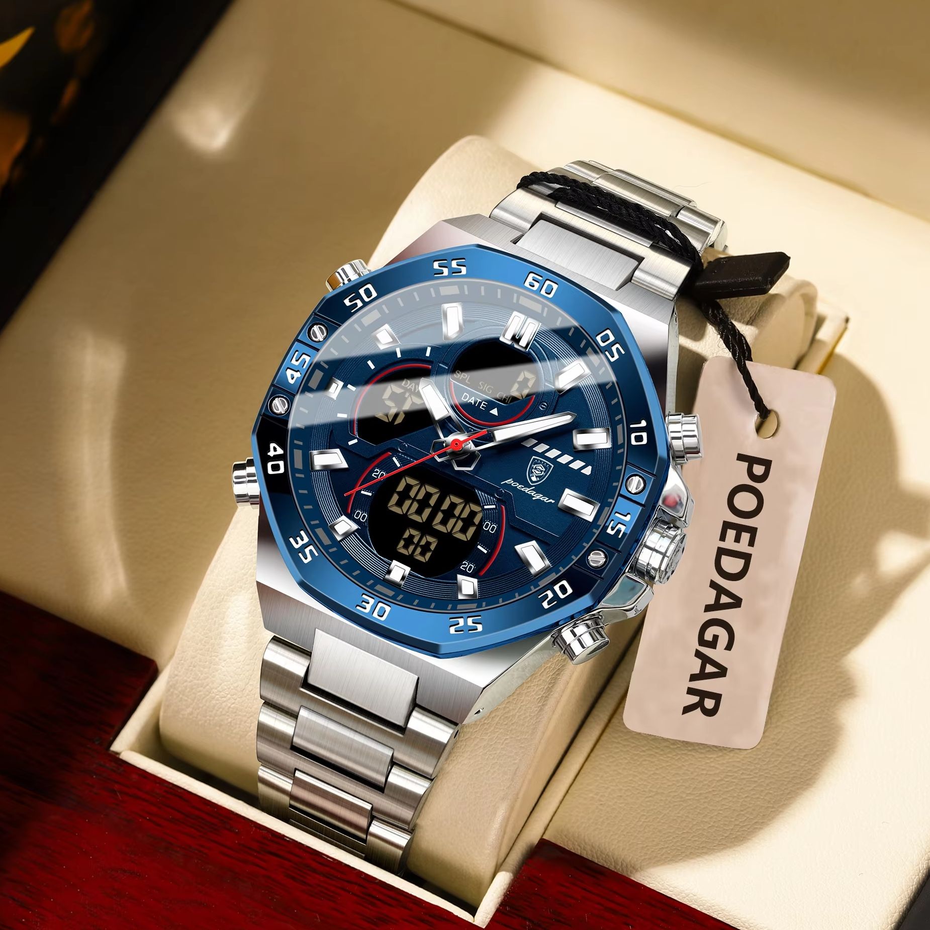 POEDAGAR أفضل الرجال ساعة LED  - مراجعة Minute Repeater Watch وسعره