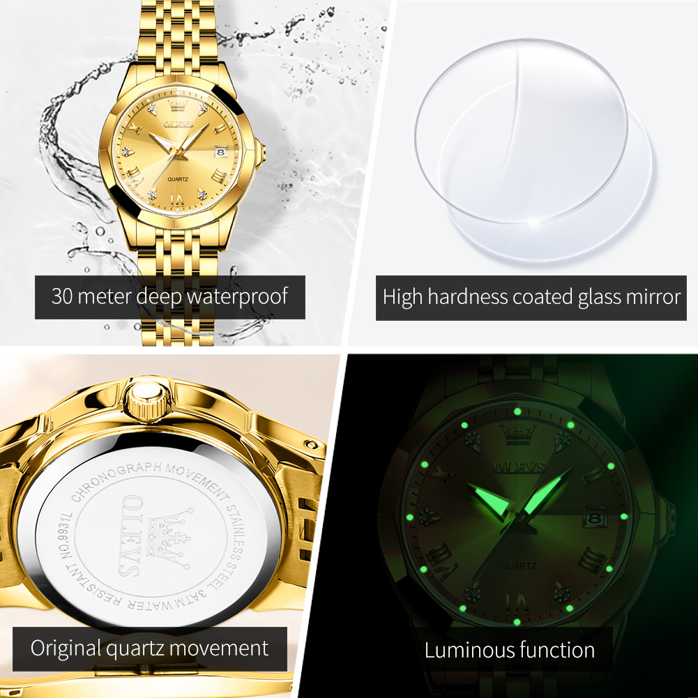 ساعة OLEVS Fashion Golden للنس - مراجعة Luxury Watch Girl وسعره