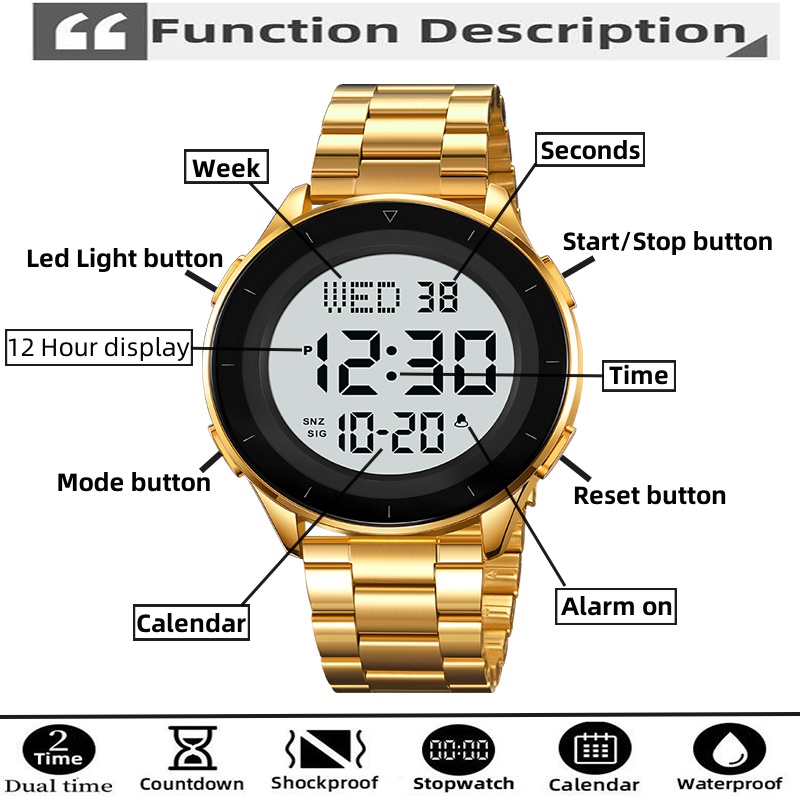 ساعة يد رقمية ليد مزدوجة المنط - مراجعة Minute Repeater Watch وسعره